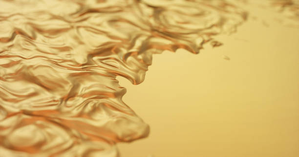 istock Abstract gold liquid with reflections. Golden wave and ripple background. 1143817943