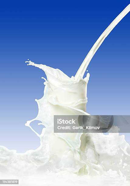 Milk Splash Stock Photo - Download Image Now - Blue, Color Image, Drink