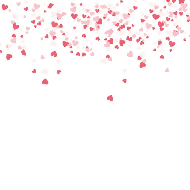 Vector illustration of Heart confetti falling