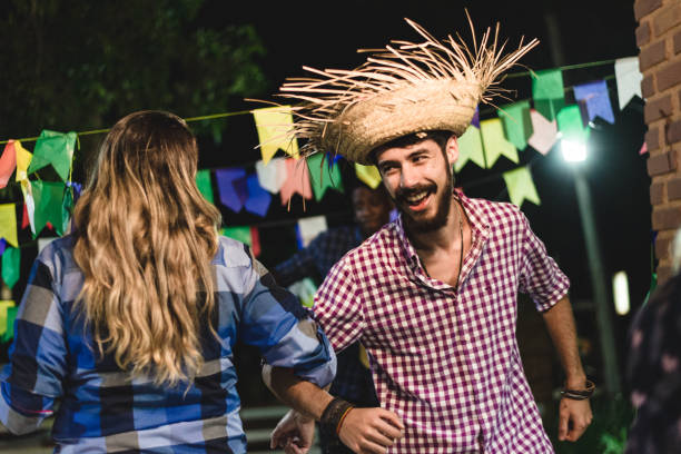 istock Couple dancing at the junin party 1143830213