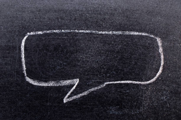 istock White chalk hand drawing in bubble speech shape with blank space for add text on black board background 1143843544