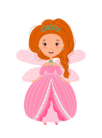 Fairy Princess In Pink Cartoon Vector The Redhaired Princess Stock  Illustration - Download Image Now - iStock