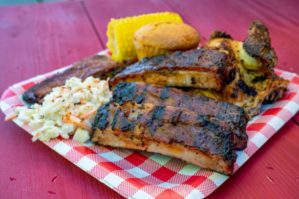 istock Pork Spare Rib Dinner with Corn, Cornbread Muffin and Cole Slaw 1143845197