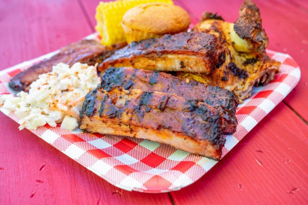 istock Pork Spare Rib Dinner with Corn, Cornbread Muffin and Cole Slaw 1143845220