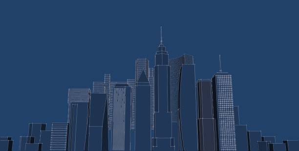 istock Panorama cityscape Sketch. Architecture sketch - 3D Illustration. 1143853627
