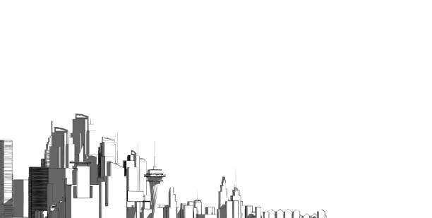 Panorama cityscape Sketch. Architecture sketch - 3D Illustration.