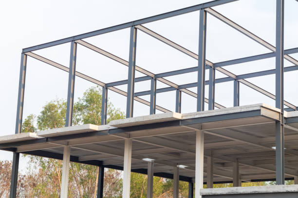 istock steel and concrete in unfinished building in construction site 1143857893
