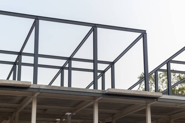 istock steel and concrete in unfinished building in construction site 1143857904