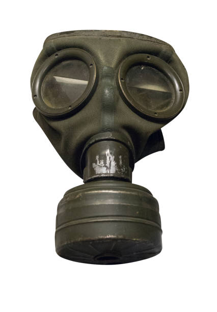 白い背景に隔離されたガスマスク。第二次世界大戦のガスマスク - gas mask mask nobody protection ストックフォトと画像