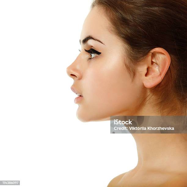 A Side View Shot Of A Beautiful Young Woman Stock Photo - Download Image Now - Women, Human Face, Profile View