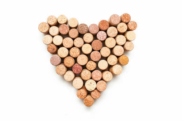 istock Love for wine. Wine cork heart symbol 1143861879
