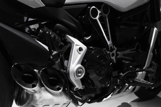 istock Luxury racing motorcycle engine, close up 1143862175