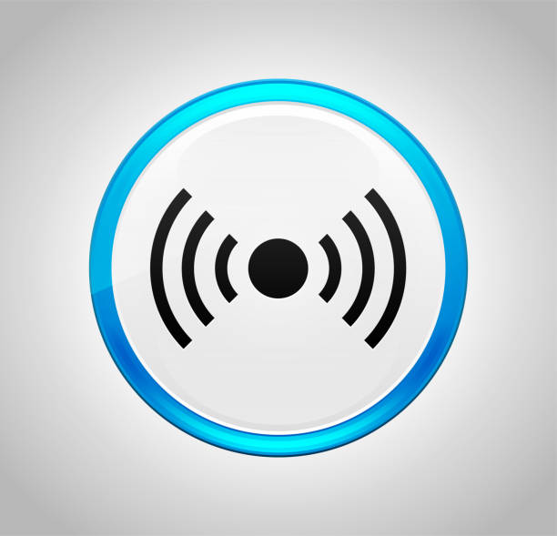 netzwerk-signalsymbol rund blauer knopf - push button keypad symbol technology stock-grafiken, -clipart, -cartoons und -symbole