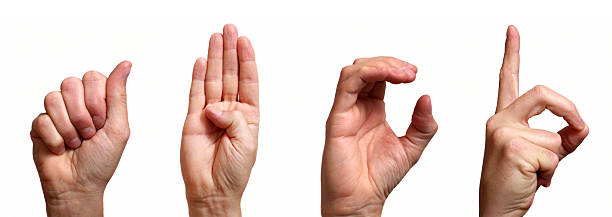 abcd на язык жестов - sign language стоковые фото и изображения