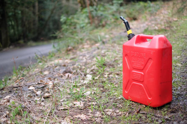 istock Gas Can on Forest Road 1143865388
