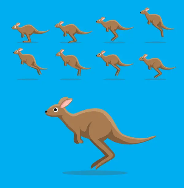 Vector illustration of Animal Animation Sequence Cute Kangaroo Jumping Cartoon Vector