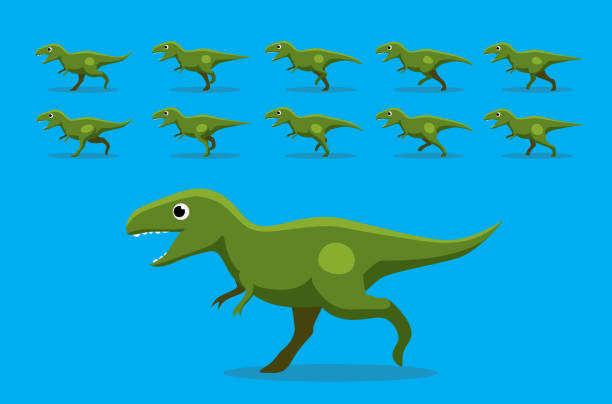 Animal Animation Sequence Dinosaur Trex Running Cartoon Vector Stock  Illustration - Download Image Now - iStock