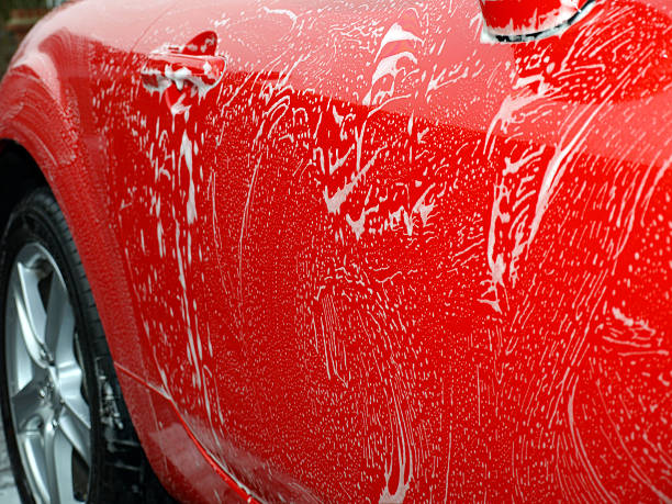 istock Wet red sports car 114386776