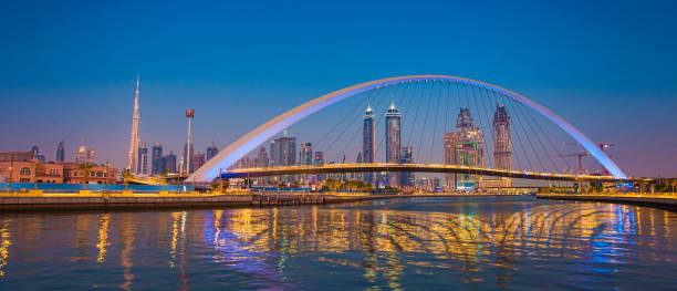 istock Dubai city skyline at night. 1143869601