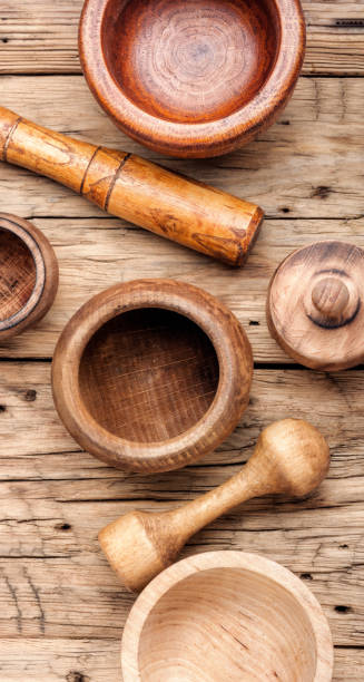 istock Wooden mortar and pestle 1143869770