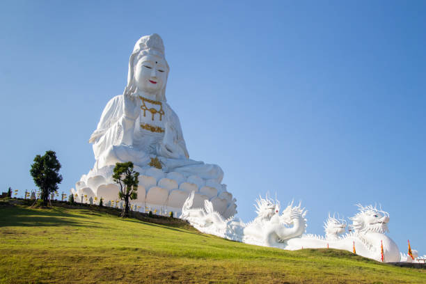 istock Chiang rai Wat Huay Pla Kang is a temple complex containing a big Buddha statue and 9 floor pagoda and a beautiful white temple. 1143875829