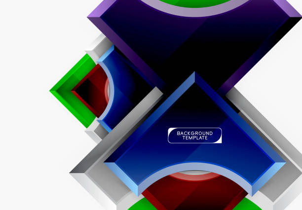 istock 3d futuristic shapes vector abstract background made of glossy pieces with light effects 1143878481