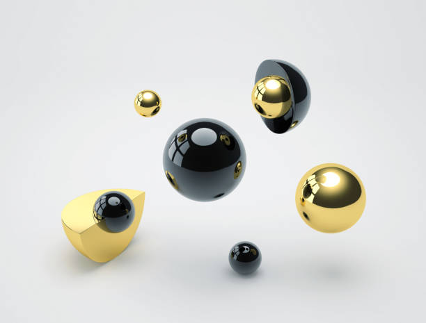 istock Abstract background with black and golden glossy spheres 1143879767