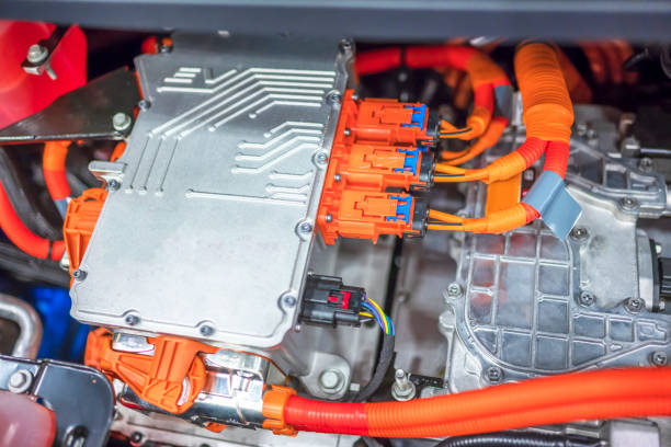 istock Electronic distribution blocks on an electric car 1143880082