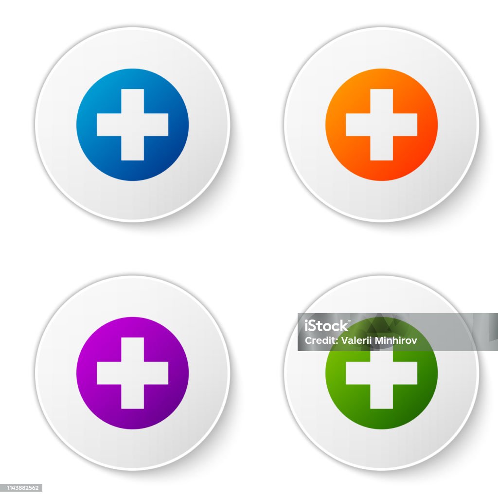 Chữ Thập Y Tế Màu Trong Biểu Tượng Vòng Tròn Được Cách Ly Trên Nền ...