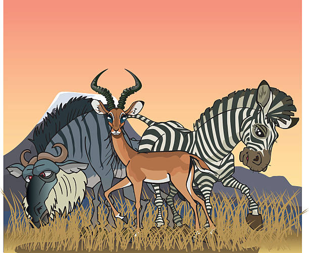 Savanna herbivores vector art illustration