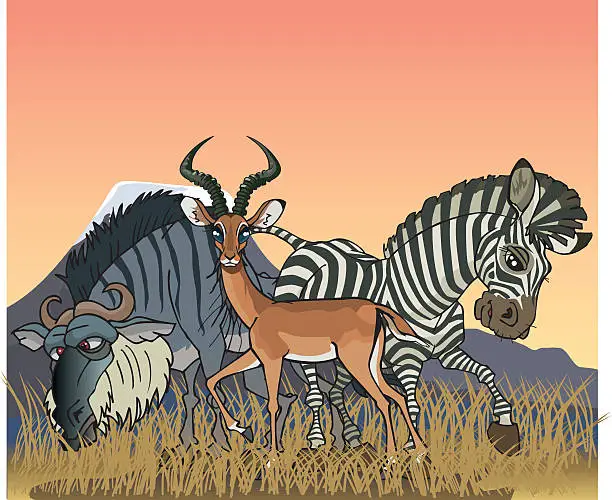 Vector illustration of Savanna herbivores