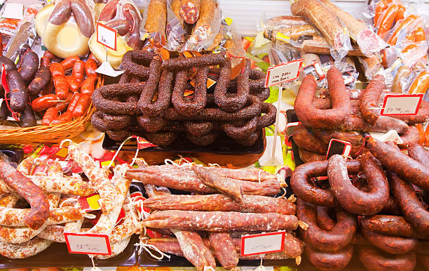 istock Meat sausage  at  market 114388461
