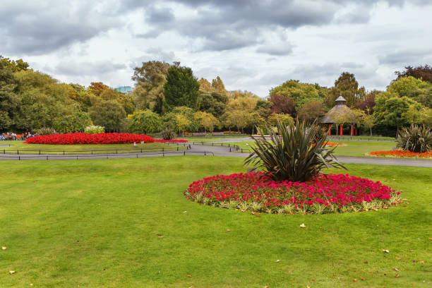 Flower bed in st Stephen's Green in Dublin, Ireland