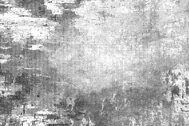 istock Texture of black lines, scratches, dots on white background. 1143889792