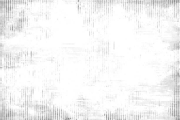 istock Texture of black lines, scratches, dots on white background. 1143890141