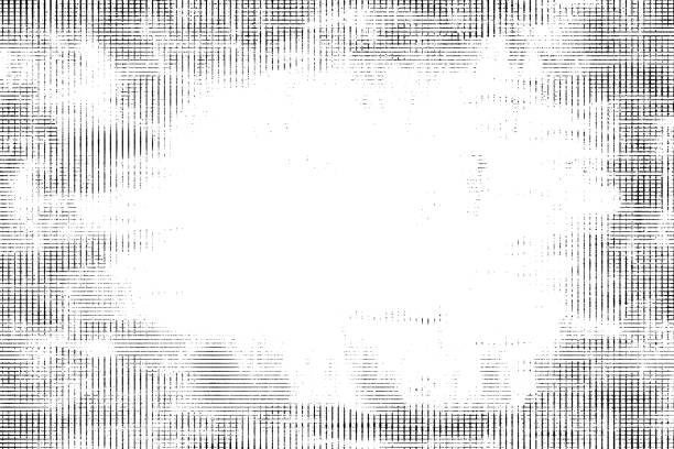 istock Texture of black lines, scratches, dots on white background. 1143890253