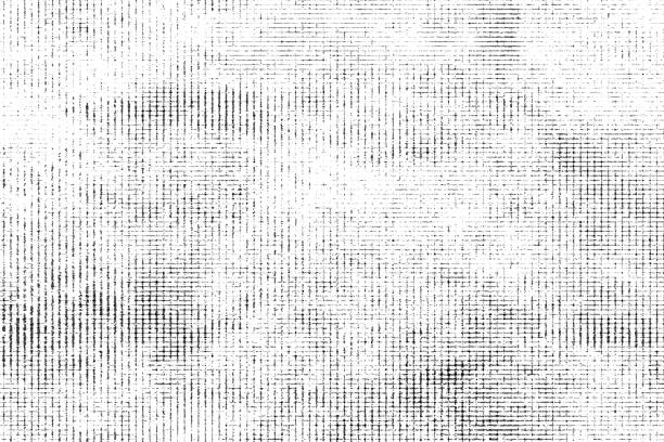 istock Texture of black lines, scratches, dots on white background. 1143890256