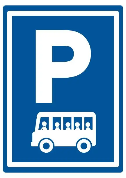 Vector illustration of road sign for bus parking, vector icon