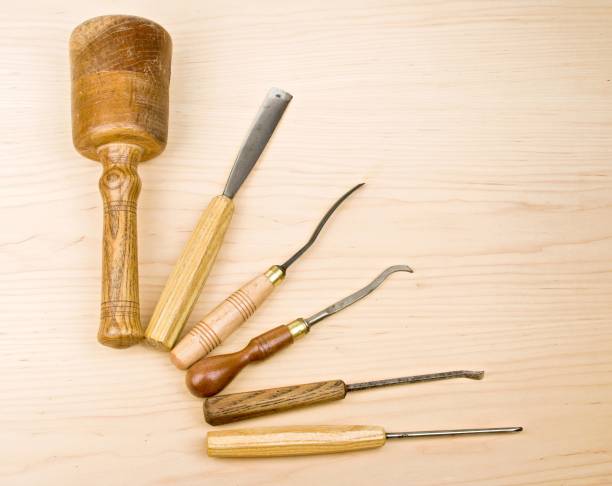 istock Carpentry Tools - Carving Chisels And Mallet 114389487
