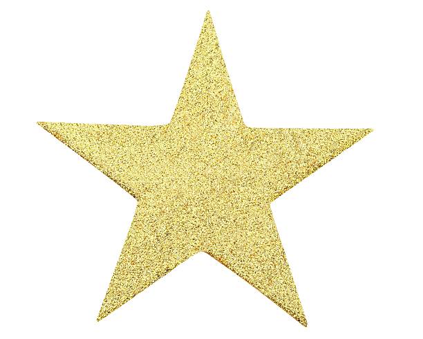 istock Five Pointed Gold Glitter Star On White Background 114389516