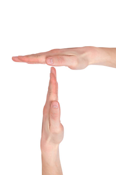 istock Timeout Signal hand isolated on a white background. Pause or break time hand gesture 1143895329