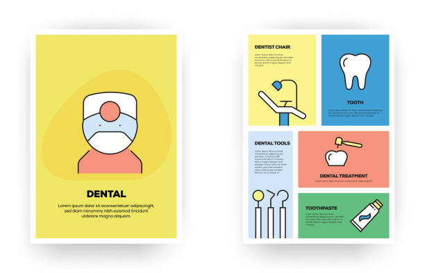stockillustraties, clipart, cartoons en iconen met dental gerelateerde lijn infographic - tandarts illustraties