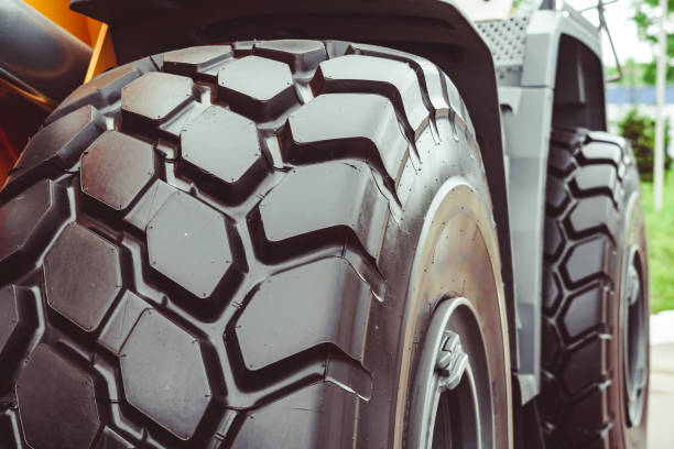 istock Cargo tires new at the exhibition 1143895897