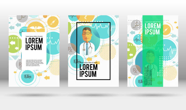 шаблон дизайна медицинской обложки - health plan stock illustrations