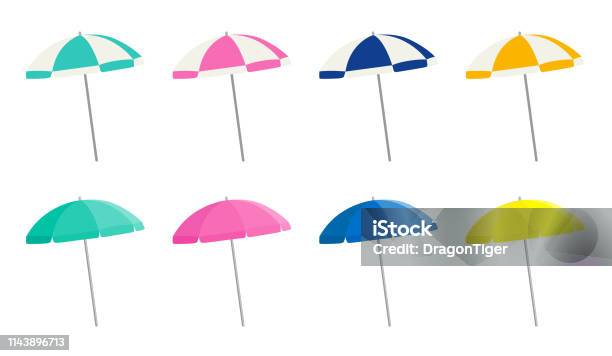 Beach Parasol Variation Set Stock Illustration - Download Image Now - Beach Umbrella, Parasol, Sunshade