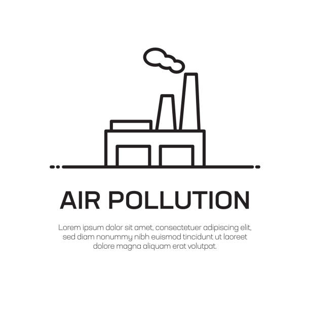 air pollution vector line icon-simple thin line icon, premium quality design element - factory pollution smoke smog stock-grafiken, -clipart, -cartoons und -symbole