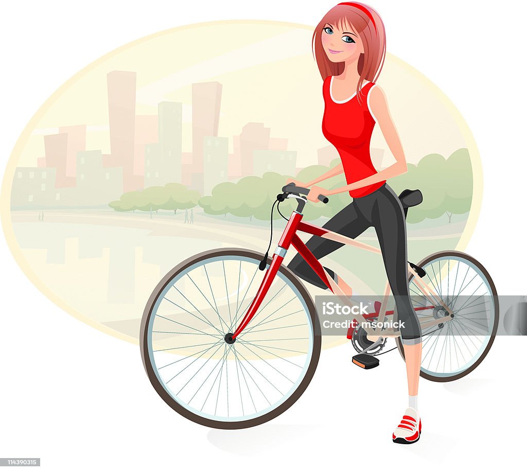 Девочка велосипедистом - Векторная графика Женщины роялти-фри