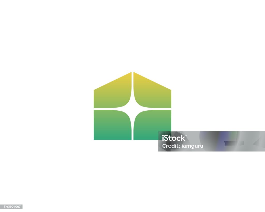 Logotipo de estrella de casa. Home vector Icon logo - arte vectorial de Bloque - Forma libre de derechos