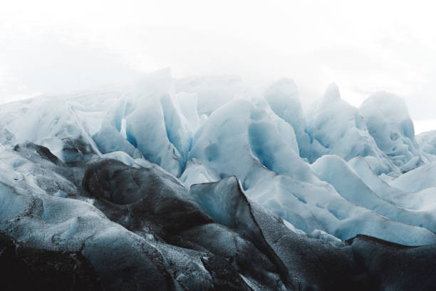 Close up view of turquoise colored glacier Perito Moreno in Argentinian Patagonia