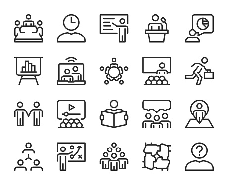 Business Meeting Line Icons Vector EPS File.